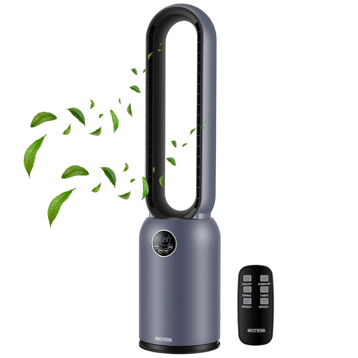 Echos® Turmventilator sehr leise Standventilator energiesparend Bodenventilator mit Fernbedienung Ve