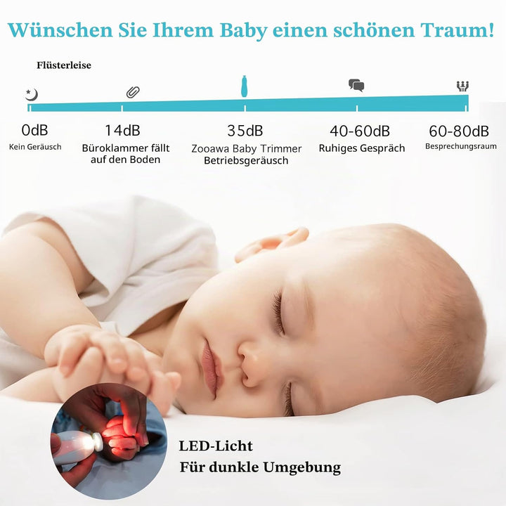 Zooawa Baby Nagelknipser 20 in 1, Elektrischer Baby Nageltrimmer, Nagelfeilen Set mit 12 Ersatzpads,