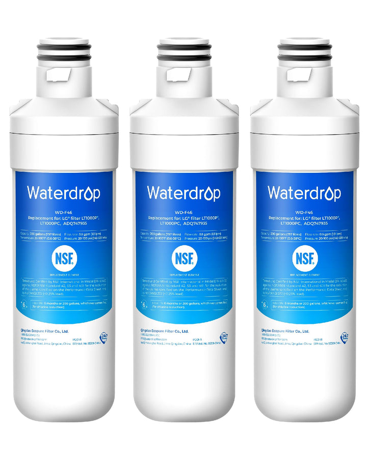 Waterdrop LT1000PC Kühlschrank-Wasserfilter, kompatibel mit LG® LT1000P®, ADQ74793501, ADQ74793502,