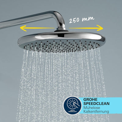 GROHE Vitalio Start 250 - Flex Duschsystem (horizontaler Durscharm 390mm,2 Strahlarten, Brauseschlau