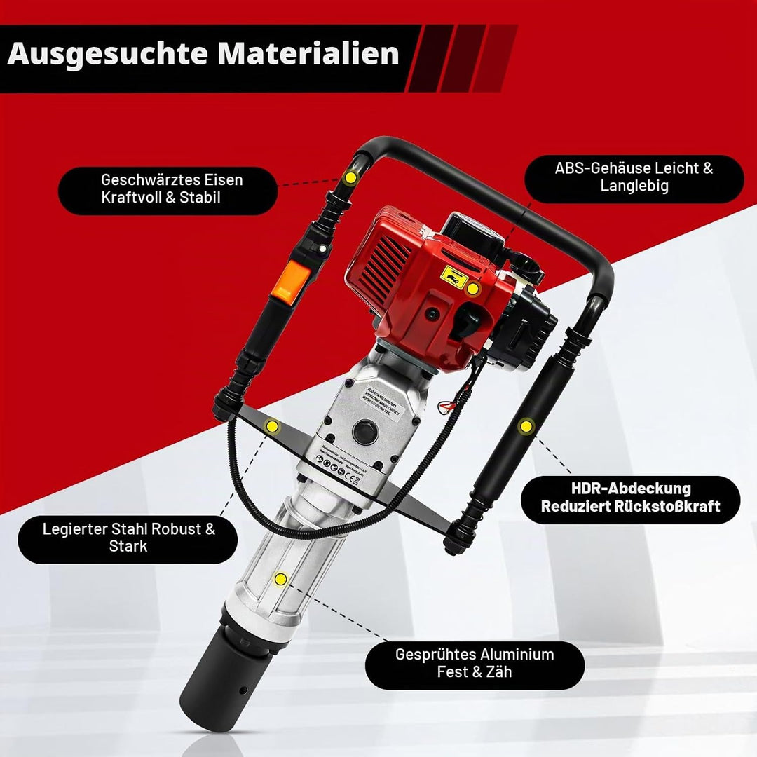 52CC Benzin T Pfostenramme 2 Takt Motor Benzin Pfahlramme 1900W Hand-Zug-Start Zaunpfahlramme Zweita