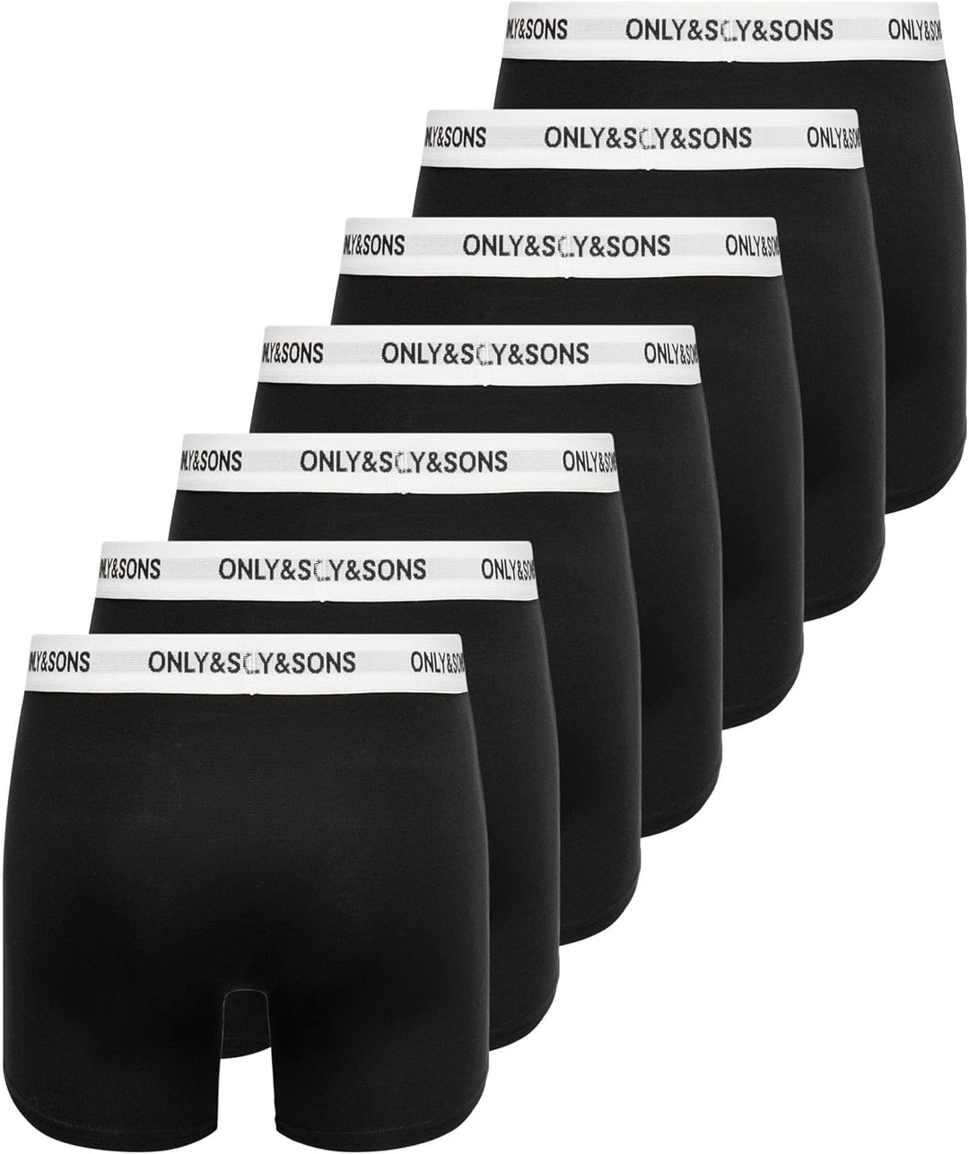 ONLY & SONS Herren Onsfitz Solid Black Trunk 7-pack Noos L Black/Detail:white Waist Black Logo, L Bl