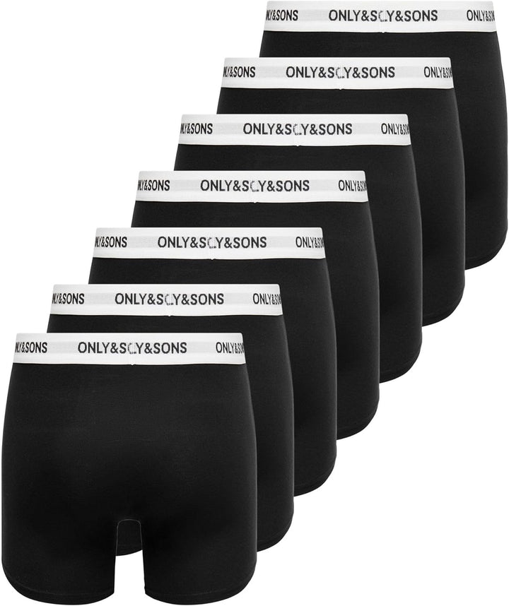 ONLY & SONS Herren Onsfitz Solid Black Trunk 7-pack Noos L Black/Detail:white Waist Black Logo, L Bl