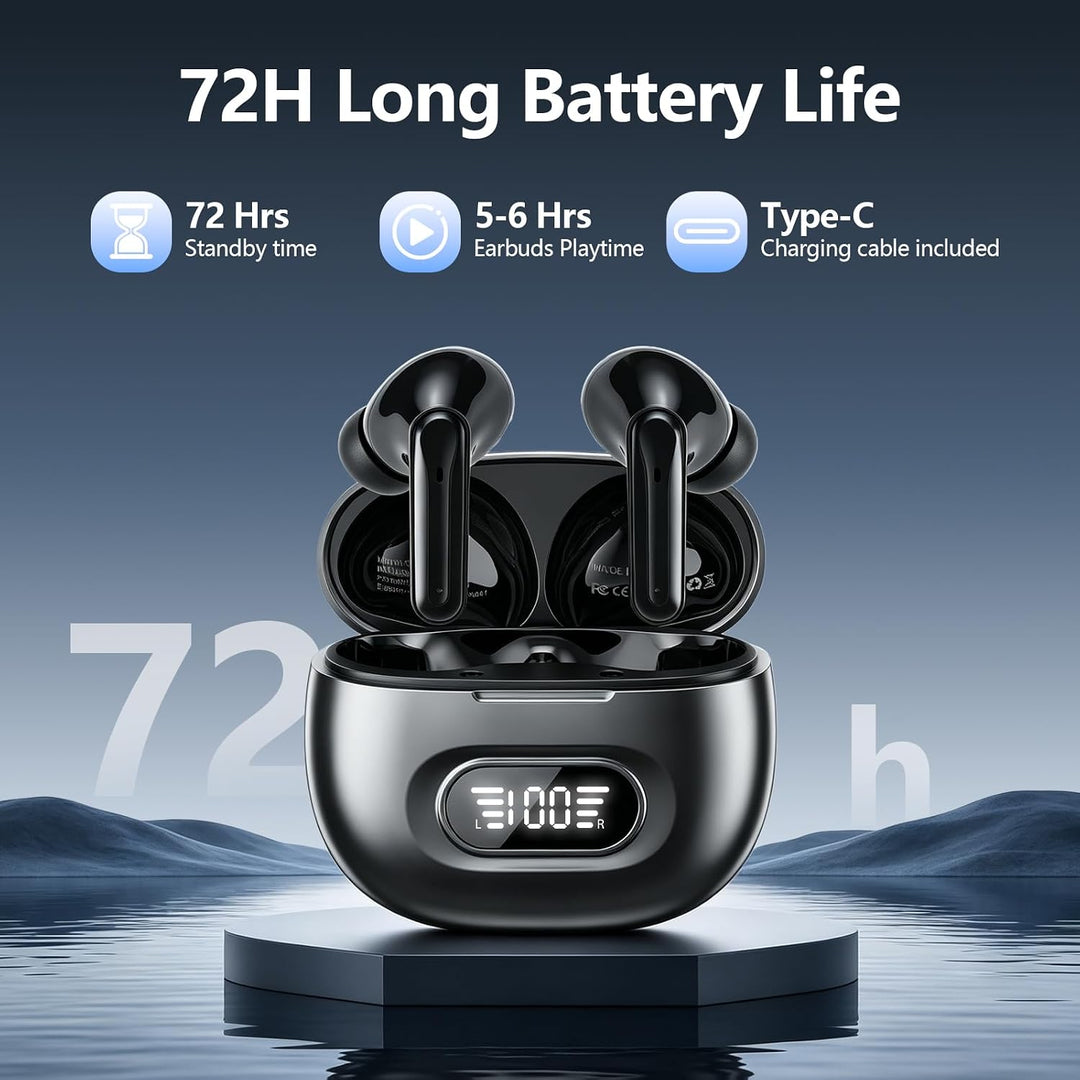 Bluetooth Kopfhörer, In Ear Kopfhörer Kabellos Bluetooth 5.3 mit 4 ENC Noise Cancelling Mic, 72H Spi