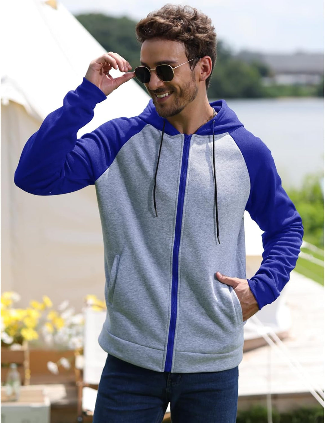 YawYews Sweatjacke Herren Zipper Hoodie Kapuzenjacke Herren Sweatjacke Mit Kapuze Sweatshirt Jacke R