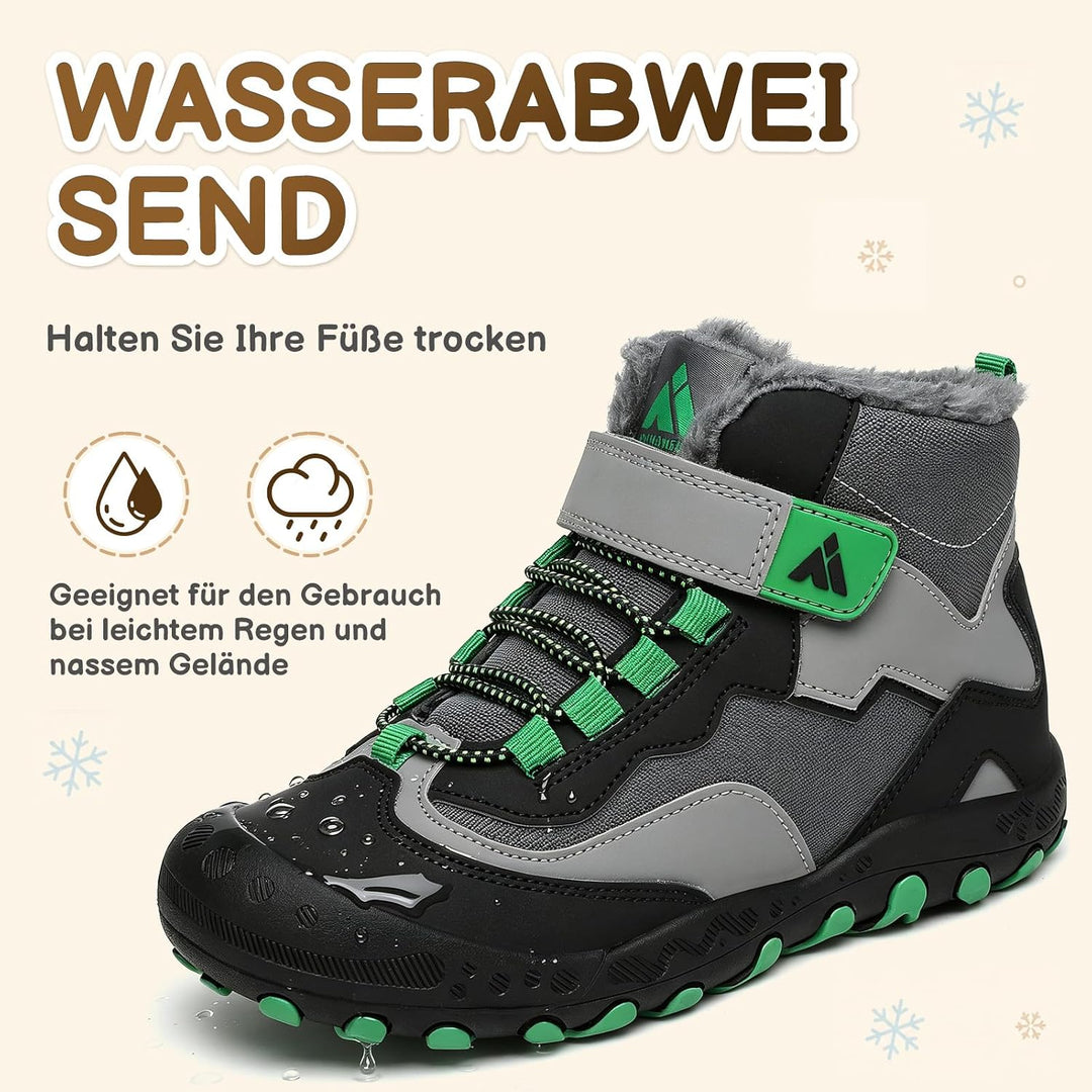 Mishansha Kinder Winterschuhe Gefüttert Winterstiefel für Jungen Mädchen Gr.24-38 33 EU Schwarz Grau