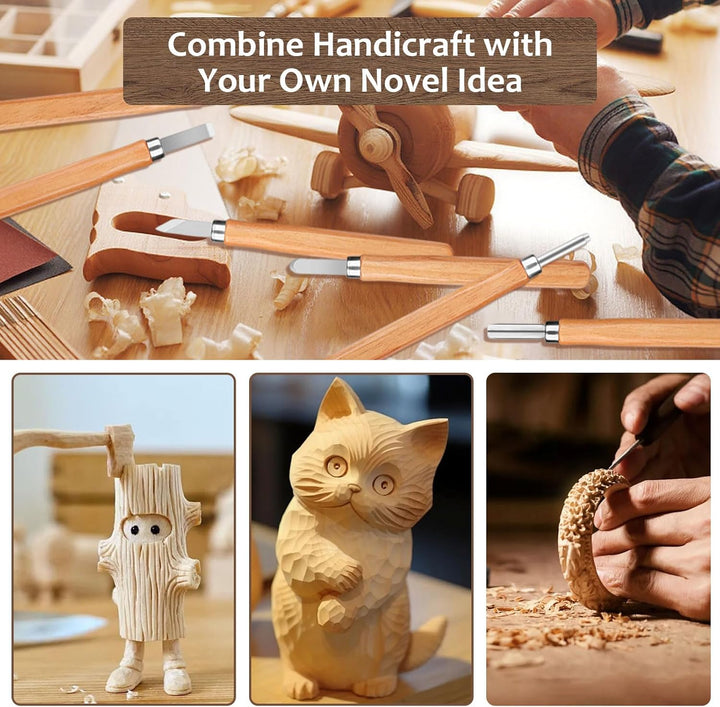 Holz-Schnitzwerkzeug Set, 15PCS Holz Schnitzmesser, Holz Schnitzen Set, Carving DIY Schnitzset mit S