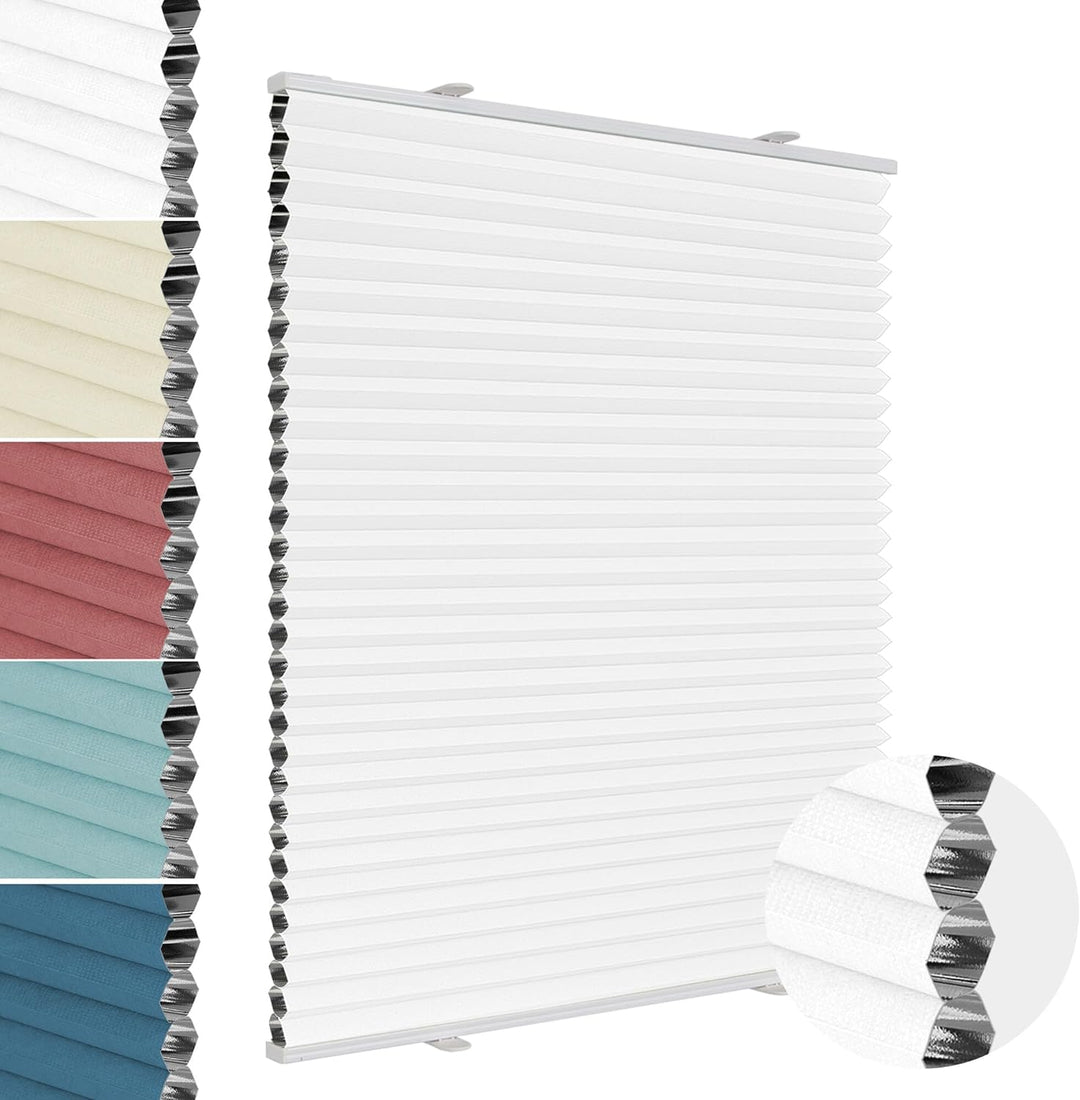 Allesin Wabenplissee ohne Bohren Verdunklung Thermo Doppelplissee Klemmfix Zweifarbig -weiss 40x120c