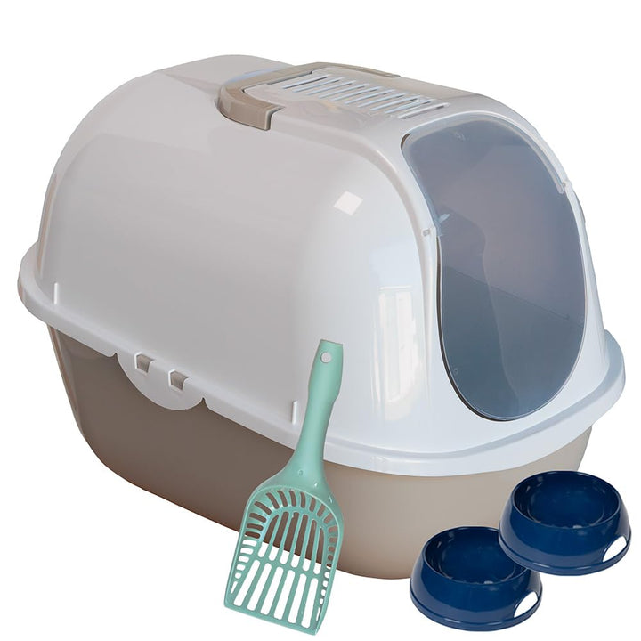 Katzentoilette Sondermodell 50 Katzenklo Schaufel Filter Haube Weiss und graubeige Comfy graubeige,