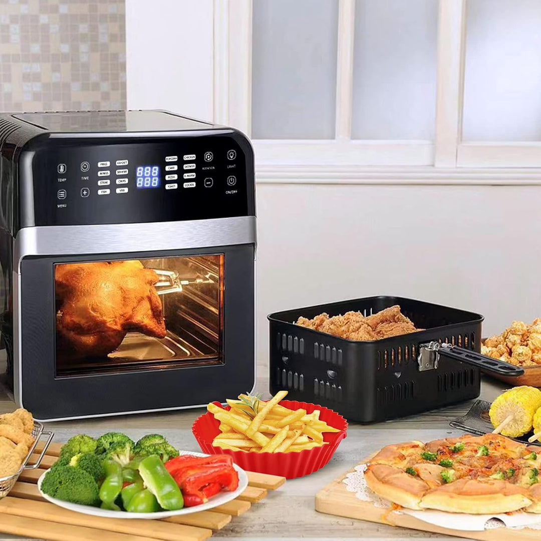 LUTER 2 Stück Heissluftfritteuse Korb, 14,5cm Durchmesser Rund Air Fryer mit Silikon Topf und Einsät