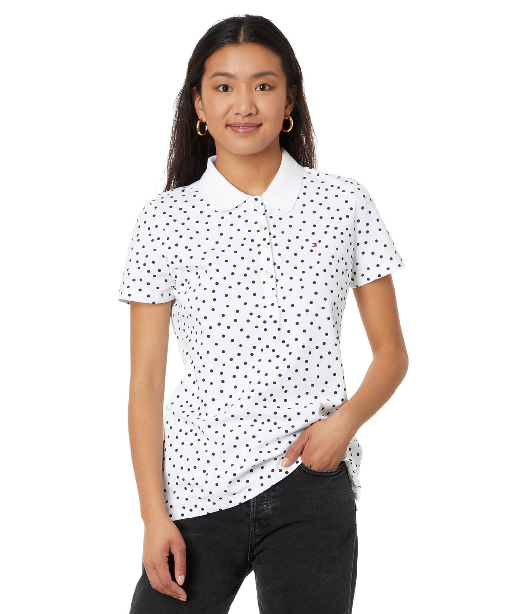 Tommy Hilfiger Damen Classic Short Sleeve Polo (Standard and Plus Size) T-Shirt XS Bright White/Sky