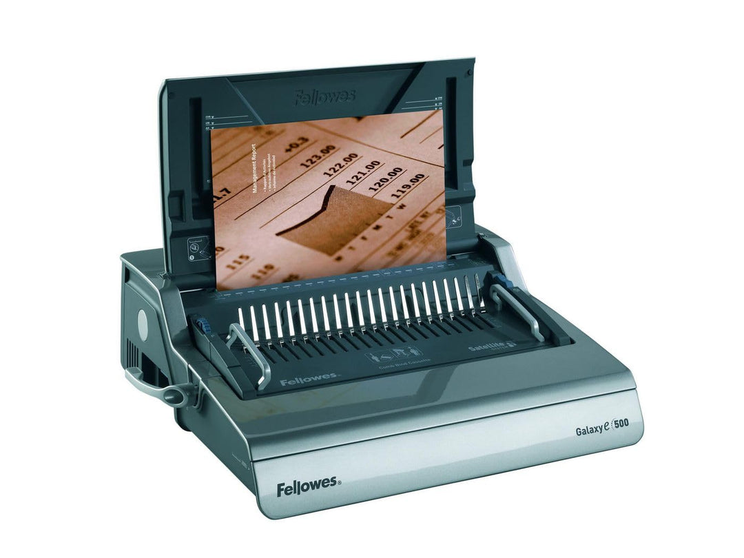 Fellowes 5622101 Profi Büro Plastikbindegerät Galaxy-E 500 platin/schwarz Stanzleistung 25 Blatt, St