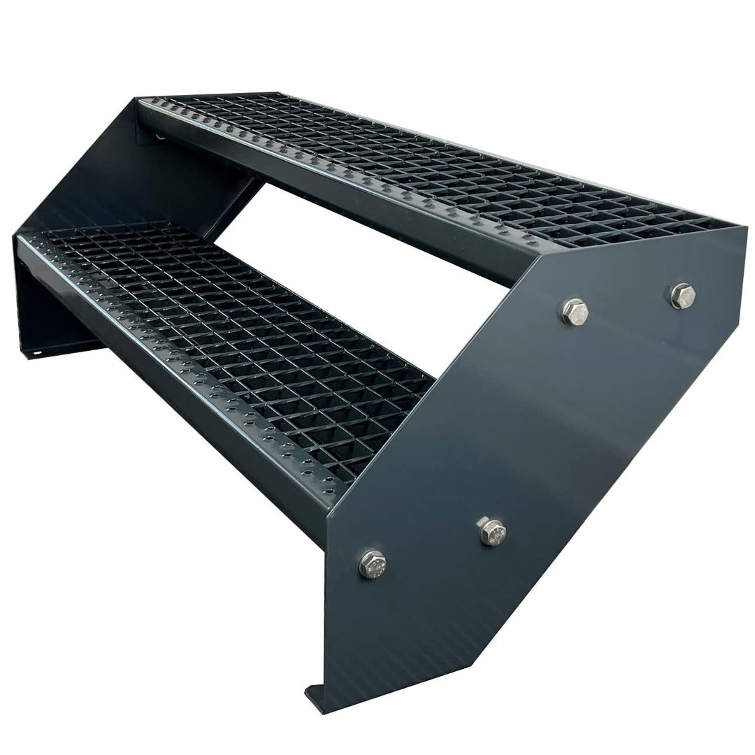 Premium Stahl Treppe Verzinkt & komplett Anthrazit Pulverbeschichtet 2 Stufen (Breite 60 cm) (Höhe 3
