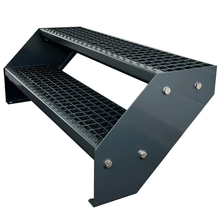 Premium Stahl Treppe Verzinkt & komplett Anthrazit Pulverbeschichtet 2 Stufen (Breite 60 cm) (Höhe 3