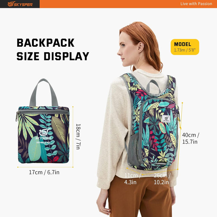SKYSPER 10L/15L/20L Faltbarer Rucksack Ultraleicht Tagesrucksack Wasserfest Daypack Reiserucksack Wa