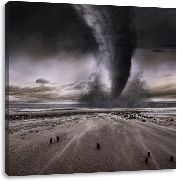 Dramatischer Tornado, Format: 70x70 auf Leinwand, XXL riesige Bilder fertig gerahmt mit Keilrahmen,