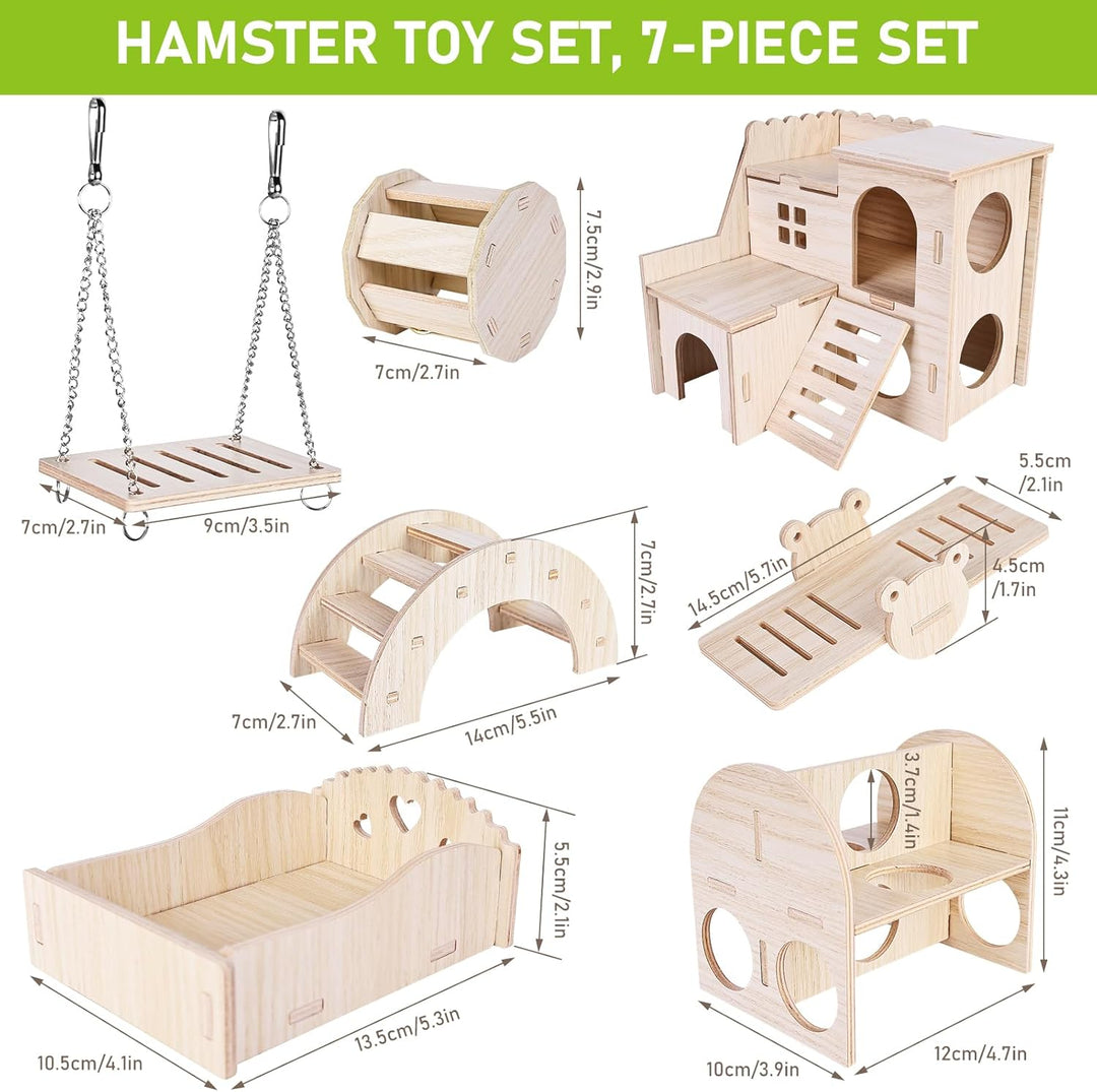 Hamster Haus aus Holz, Hamster Spielzeug, 7 Stück DIY Haus für Meerschweinchen Holz, Hamster Haus Gl
