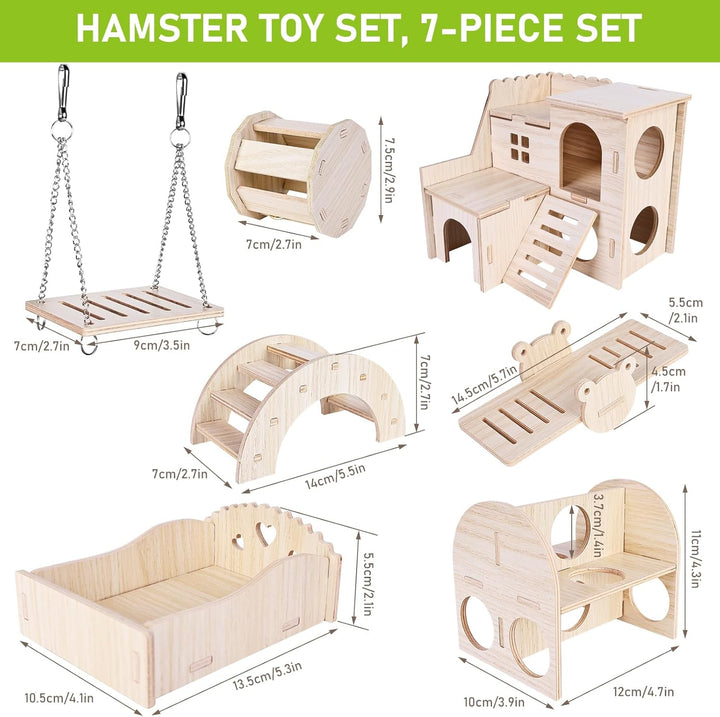 Hamster Haus aus Holz, Hamster Spielzeug, 7 Stück DIY Haus für Meerschweinchen Holz, Hamster Haus Gl
