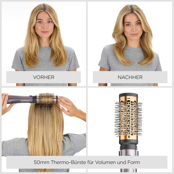 BaByliss Air Style 1000 Warmluftbürste mit 4 Aufsätzen zum Trocknen, Locken, Glätten und für Volumen