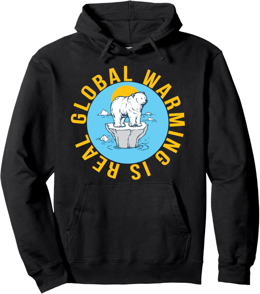 Global Warming is Real - Polar Bear on Ice Iceberg Pullover Hoodie