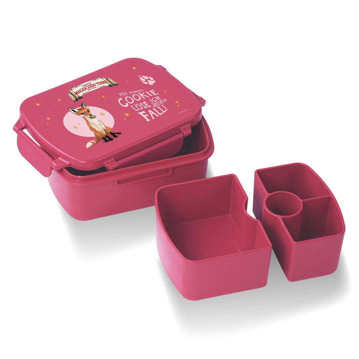 AWAVE Die Schule der Magischen Tiere Brotdose Kinder mit Fächern rPET Beerenrot Rabbat Snackbox 1 L