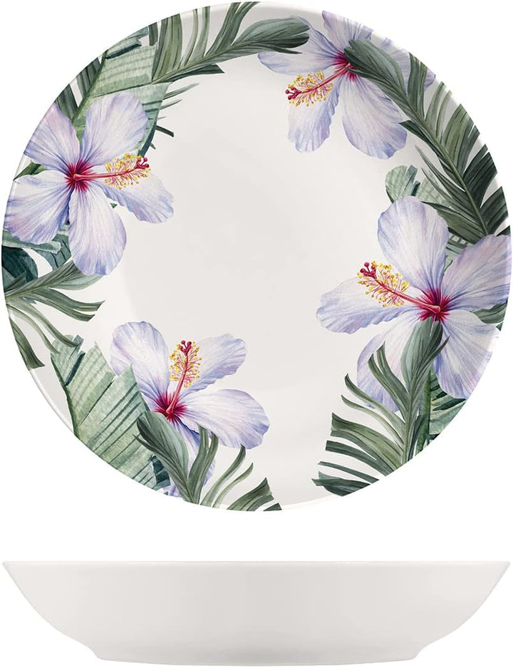 H&h set 6 piatti fondi exotic in new bone china avorio decorato cm 21