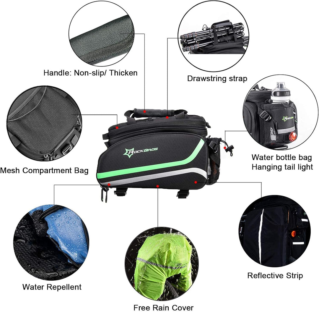 ROCKBROS Fahrrad Gepäckträgertasche wasserdichte Fahrradtasche für Gepäckträger mit Regenschutz 17-3