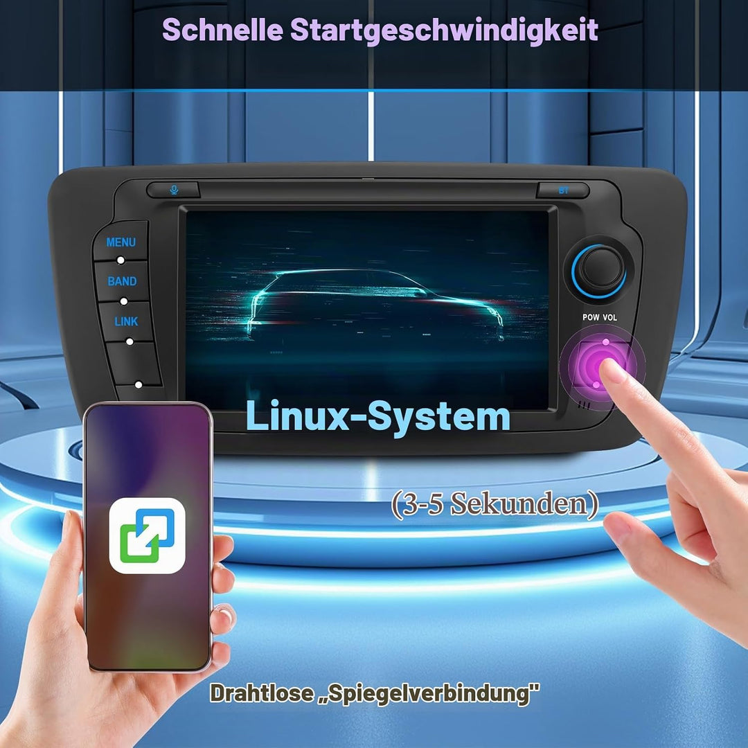 Linux Autoradio für Seat Ibiza 6J (2009-2014) –Start in 3–5 Sekunden