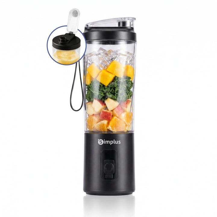 SIMPLUS Tragbarer Mixer 800ml Smoothie Maker To Go, USB-C Wiederaufladbarer Mini Standmixer, 6 Edels