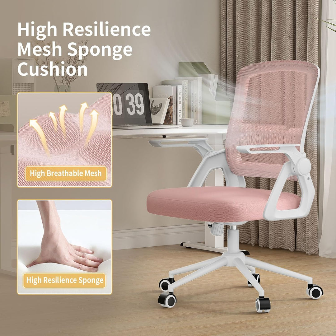 naspaluro Bürostuhl mit Hochklappbare Armlehnen, Schreibtischstuhl Ergonomisch, Drehstuhl mit Netzbe