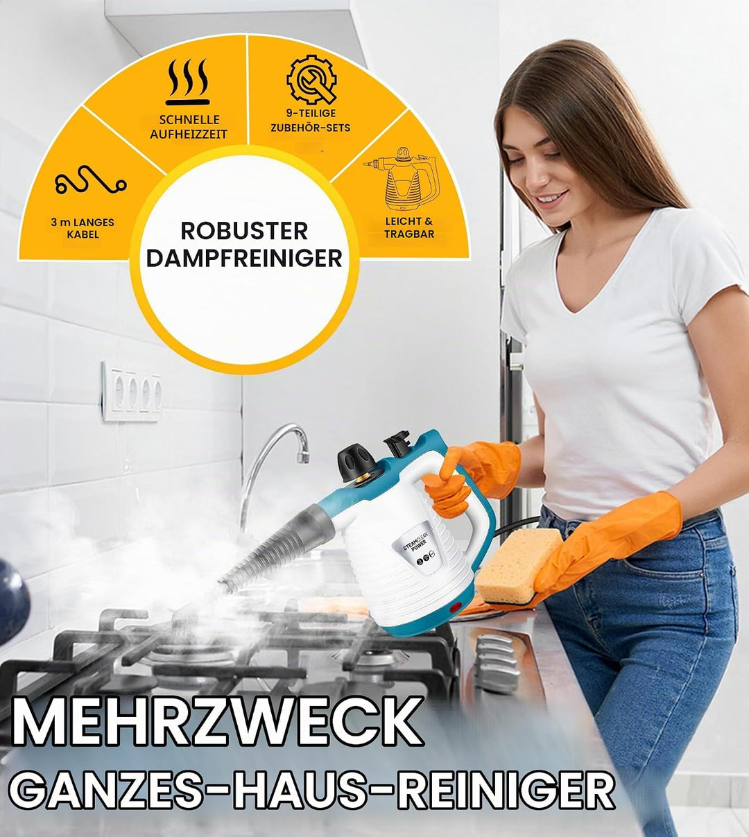 KingSom Dampfreiniger, Dampfreiniger Handgerät mit 9 Zubehörteilen, Steam Cleaner Handheld, Hand Dam
