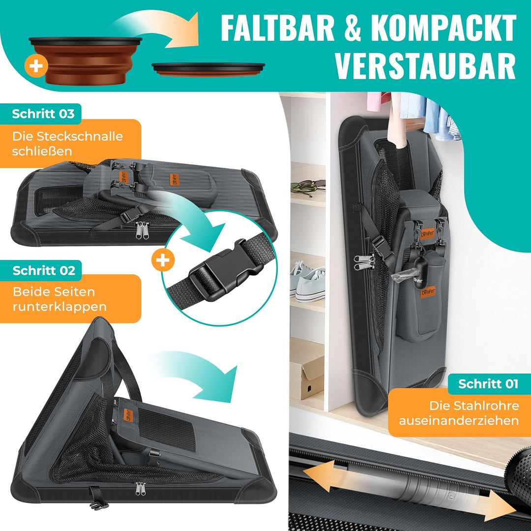 Lovpet® Transportbox Hund Katze Transporttasche XL 81,3x58,4x58,4cm | Hunde-Tragetasche Faltbare Kat
