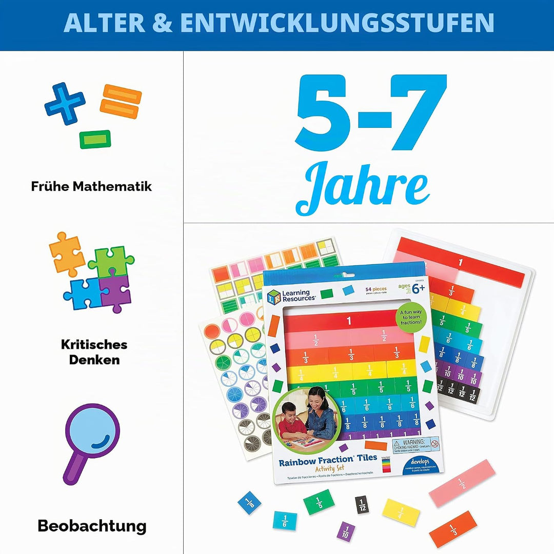 Learning Resources Rainbow Fraction Tiles with Tray 10 x 12.8 x 1.3 inches