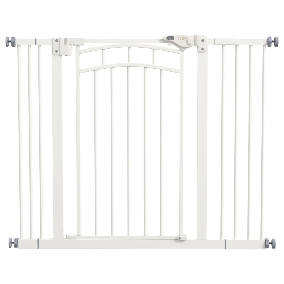 PawHut Treppenschutzgitter Türschutzgitter Ohne Bohren 74-100cm Kinderschutzgitter mit Auto-Close Be