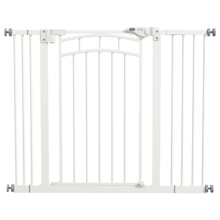PawHut Treppenschutzgitter Türschutzgitter Ohne Bohren 74-100cm Kinderschutzgitter mit Auto-Close Be