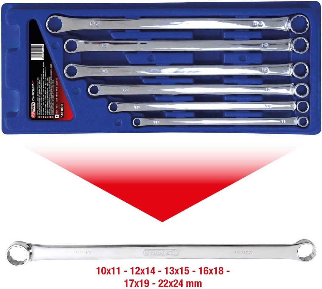 KS Tools 518.0800 CHROMEplus Doppel-Ringschlüssel-Satz, XL, 6-tlg.