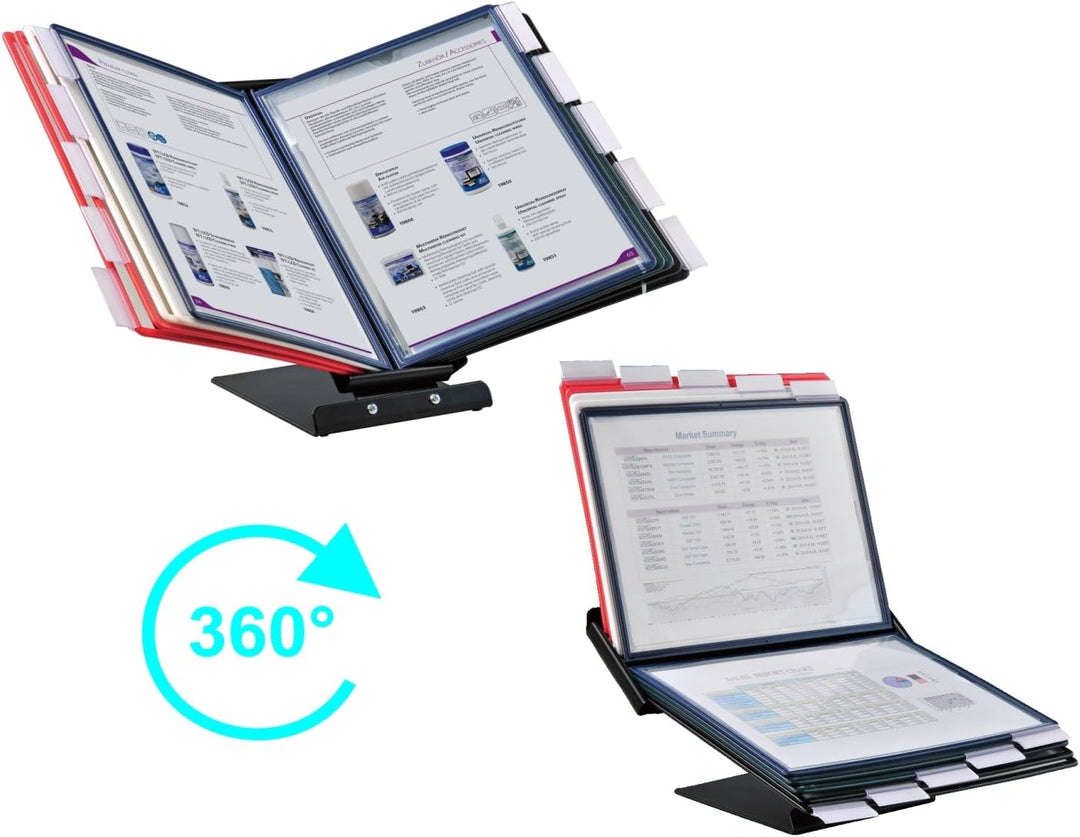 OfficeForce® Sichttafel-Tischständer oder Wandmontage, 360 Grad drehbar, inkl. 10 Klapprahmen (01127