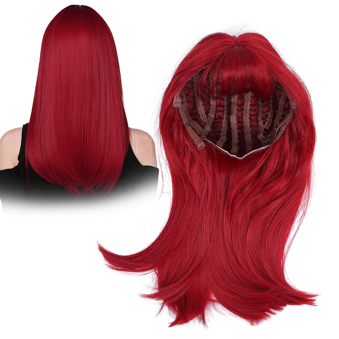 Lange Gerade Perücke Hochtemperatur Rotes Gefälschtes Haar Mit Geradem For Haarklammern Party Women