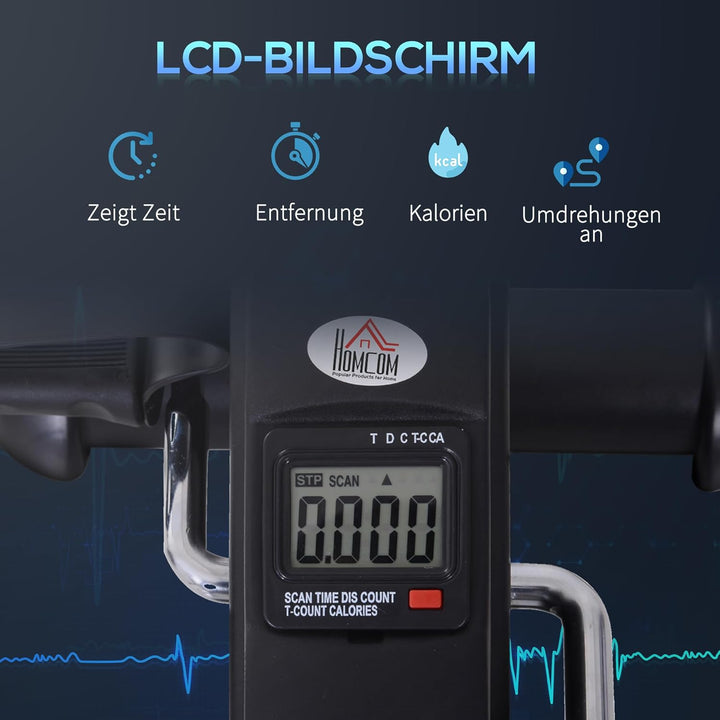 HOMCOM Mini Heimtrainer Arm-und Beintrainer Pedaltrainer für Senioren mit LCD-Display verstellbarer