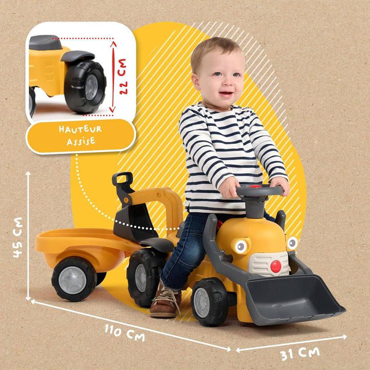 FALK - Traktor-Traktor, Marcel, Frontbagger, ab 12 Monaten, 90% recycelter Kunststoff, Bagger & Anhä