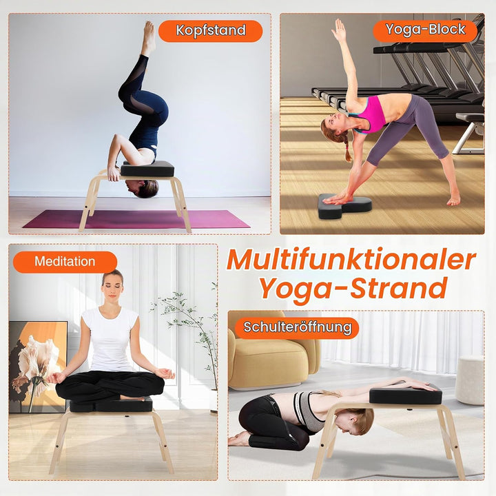 REDCAMP Yoga kopfstandhocker, Yoga Inversion Bank mit Holzrahmen und PU Pads, Entlasten Müdigkeit Ba