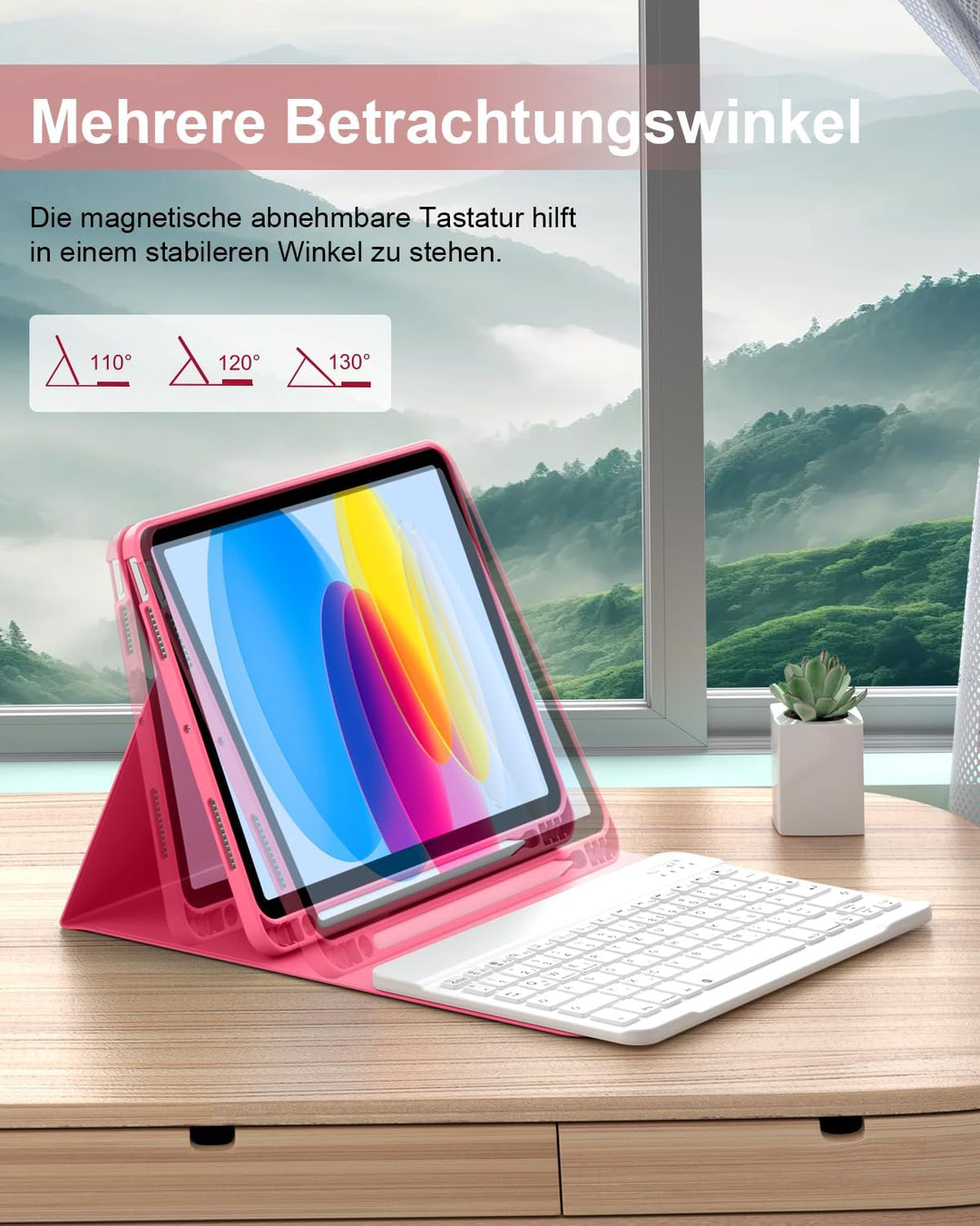 Hülle mit Tastatur für iPad A16 11 10. Generation (2025/2022, 10,9/11 Zoll), QWERTZ Layout Keyboard,