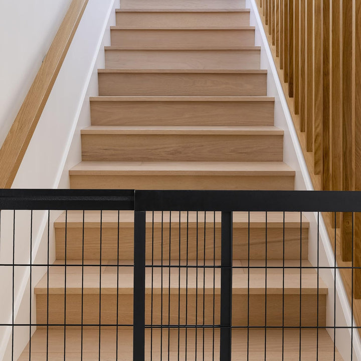 Relaxdays Absperrgitter, ausziehbares Schutzgitter, Treppe & Tür, HxB 56x70-108 cm, freistehend, Kin