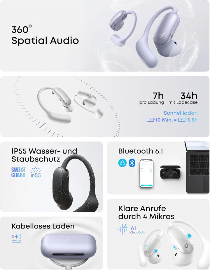soundcore AeroFit 2 Pro by Anker, erste Kopfhörer mit 2 Tragemodi, 2-in-1 Open-Ear Kopfhörer & Semi-