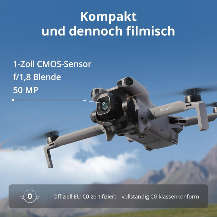 DJI Mini 5 Pro Fly More Combo mit DJI RC 2 und 1 Jahr Care Bundle, 4K Drohne mit Kamera für Anfänger