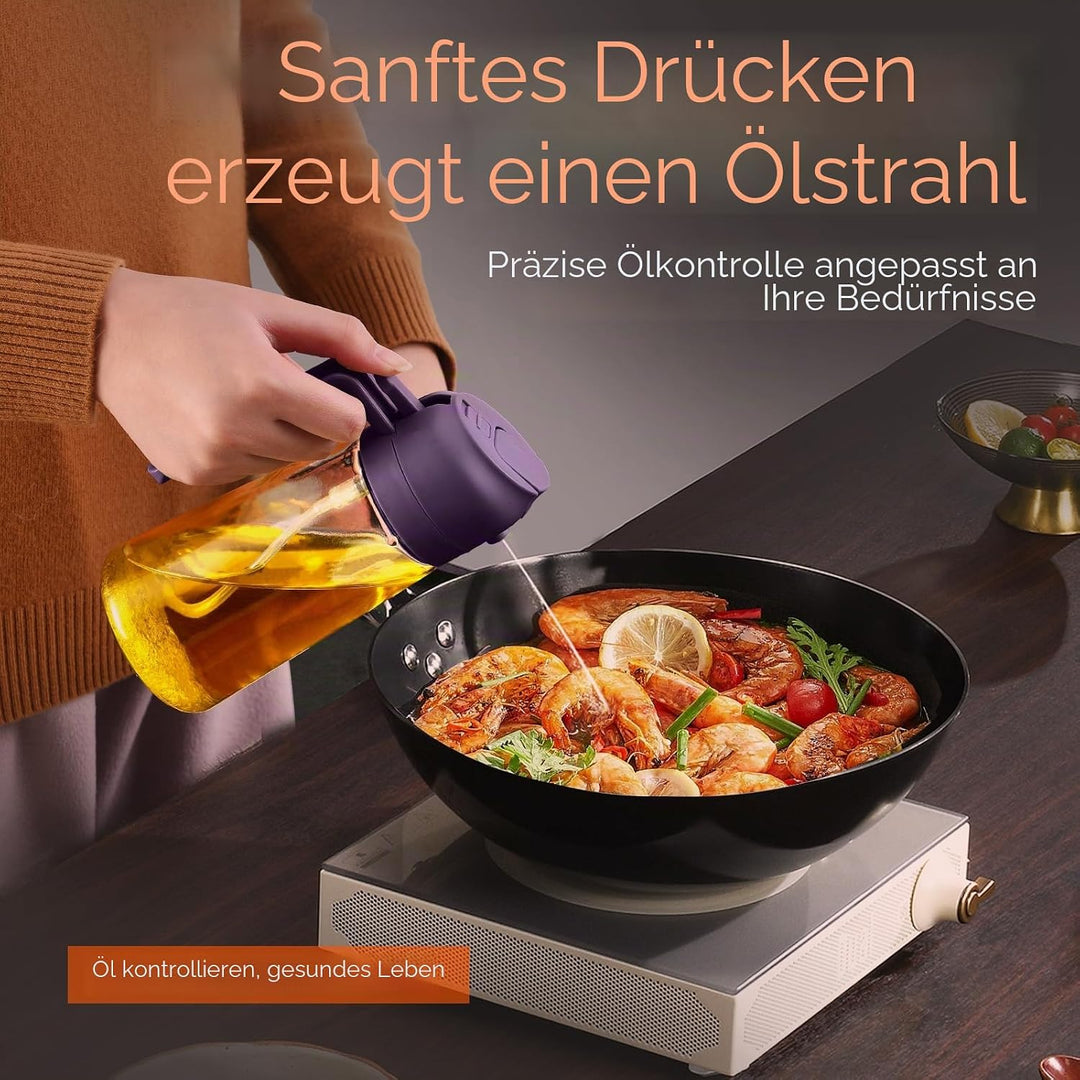 YARRAMATE 2 Stück 2 in 1 Ölsprüher für speiseöl, 470ml Öl Sprühflasche lebensmittelecht, Ölspray zum