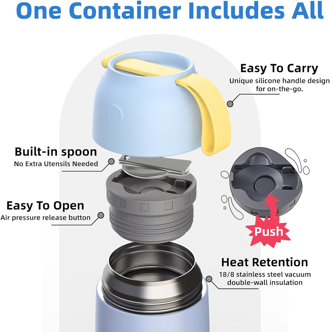 Thermobehälter für Essen 530ml, Edelstahl Thermobecher für Essen Warmhaltebehälter mit Löffel, Ausla