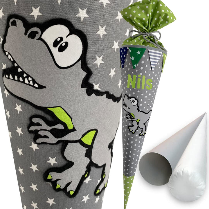 windeltou DINOSAURIER-Schultüte | 70 cm | klassische Schultüte | Stoff, Einschulung, Schulanfang, Zu