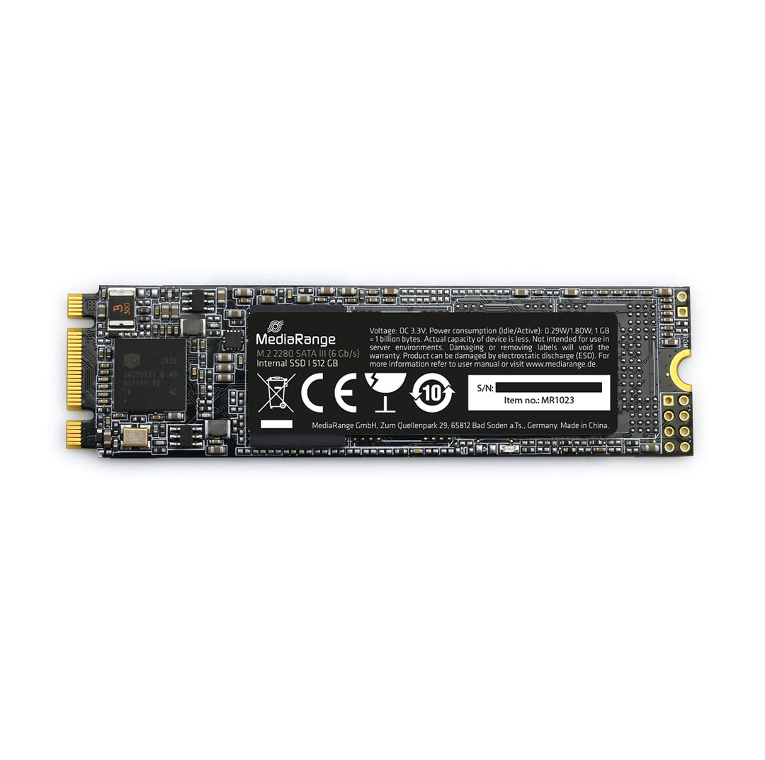 MediaRange Interne SSD Festplatte 512GB - Solid State mit M.2 Schnittstelle SATA Rev. 3.1 und 3D-NAN