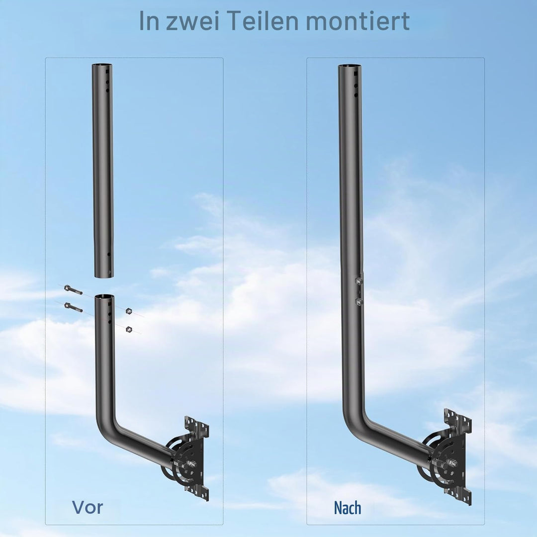 Universeller Antennenmast für Fernseh-, Satelliten-, Radio- und WLAN-Antennen - Verstellbarer Stände